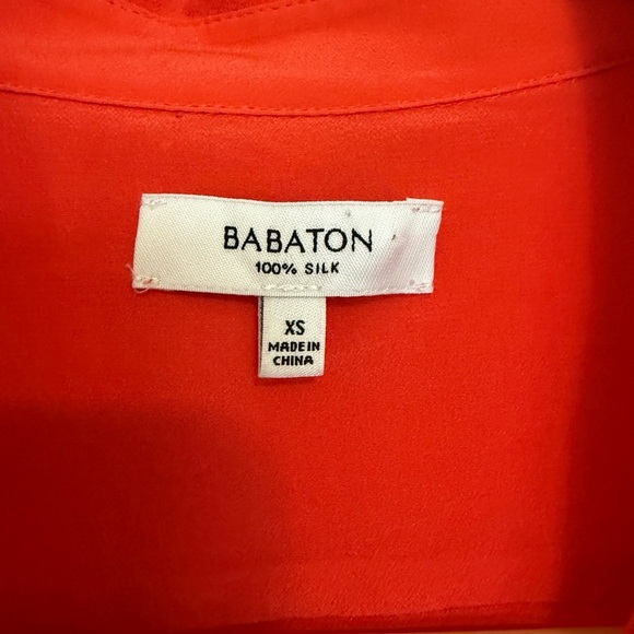 Aritzia Babaton 100% silk Talula Orange Button-Down Utility Shirt Blouse - XS - Picture 3 of 7